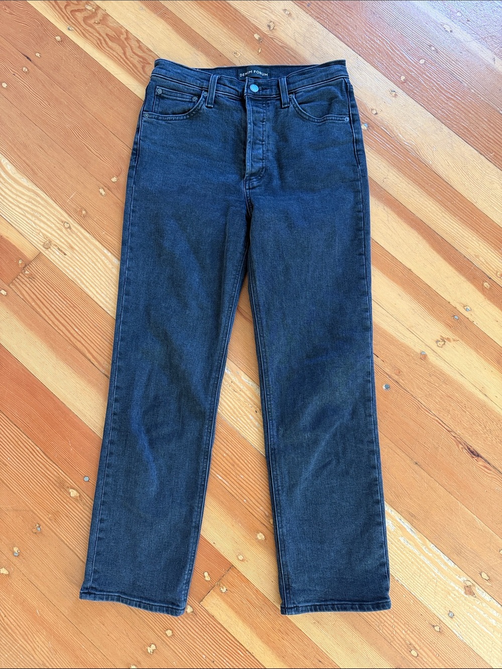 Denim Forum Black Arlo High Rise Straight 28L Jeans Size 27